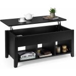 Costway - table basse avec plateau relevable noir 104, 5 x 49, 5 x 48, 5 cm avec trois compartiments ...