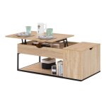 Idmarket - table basse plateau relevable rectangulaire detroit avec coffre design industriel