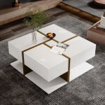 Table basse avec rangement ? table basse de salon avec �clairage led et tiroirs ? design laqu� brillant ...