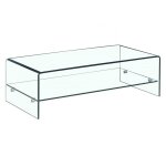 Table basse rectangulaire 110 cm en verre tremp avec tagre - ice
