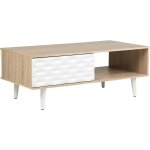 Beliani - table basse rectangulaire 120 x 60 cm en mdf effet bois clair et blanc avec tiroirs et espace ... Beliani - table basse rectangulaire 120 x 60 cm en mdf effet bois clair et blanc avec tiroirs et espace ...