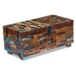 Table basse rectangulaire avec coffre bois massif recycl� lau