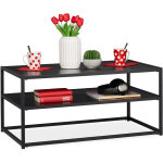 Relaxdays - table basse, rectangulaire et basse, avec supports, en bois mdf et m�tal, table pour salon, ...
