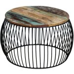 Table basse ronde 68x37 cm bois de r�cup�ration massif