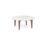 Table basse ronde 75x32 cm en marbre blanc et manguier - klessi