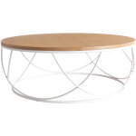 Miliboo - table basse ronde bois clair chne et mtal blanc d80 cm lace