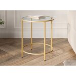 Deco in paris - table basse ronde en verre et mtal olive