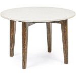 Bizzotto - table basse ronde vintage en manguier et marbre blanc d60 - blany Bizzotto - table basse ronde vintage en manguier et marbre blanc d60 - blany