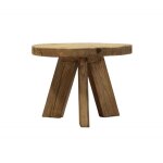 Table basse ronde 60 cm en bois massif recycl 3 pieds - chalet