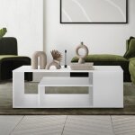 Ml - design ? table basse fixe blanche 110x50x41 cm ? mdf avec 4 �tag�res ? design moderne et �l�gant ...