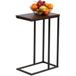 Table basse de salon, table d'ordinateur, portable en métal et bois, 45x25x63, 5cm(lxpxh), hêtre foncé ... Table basse de salon, table d'ordinateur, portable en métal et bois, 45x25x63, 5cm(lxpxh), hêtre foncé ...