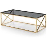Paris prix - table basse verre design 'gladis' 120cm or & noir