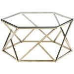 Table basse en verre tremp� et acier inoxydable - dor� - keriane de pascal morabito