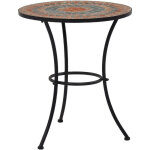 Table de bistro mosa�que orange - gris 60cm c�ramique