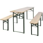 Table de brasserie pliable avec 2 bancs 220 cm bois de sapin Table de brasserie pliable avec 2 bancs 220 cm bois de sapin