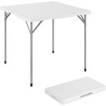 Table de camping carr�e - outsunny - pliante et hauteur r�glable - poign�e transport - m�tal - 86 x 86 ...