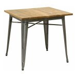 Aubry gaspard - table carrée industrielle en métal et bois d'orme huilé Aubry gaspard - table carrée industrielle en métal et bois d'orme huilé