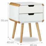 Helloshop26 - table chevet 2 tiroirs table console mdf blanc