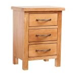 Table de chevet 3 tiroirs ch�ne massif clair candice