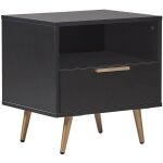 Beliani - table de chevet 40 x 30 cm a un tiroir noire avec pieds dorées meuble décoration pour chambre ... Beliani - table de chevet 40 x 30 cm a un tiroir noire avec pieds dorées meuble décoration pour chambre ...