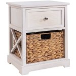 Idimex - table de chevet cheyenne, 1 tiroir et 1 panier, blanc