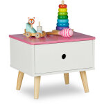 Relaxdays - table de chevet pour enfant, avec tiroir, hlp 31x38x30 cm, chambre, petite commode, bois ...