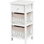 Table de chevet, table de nuit en bois de paulownia avec 1 tiroir et 2 panier d'osier - costway