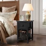 Table de chevet table de nuit meuble de chevet avec 1 tiroir + 1 panier pour chambre, salon, balcon 28 ...