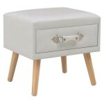 Table de chevet simili cuir blanc et pieds pin massif twilly