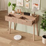 Table console, 2 tiroirs et pieds en bois, pour salon, entr�e, couloir, 100 x 35 x 80 cm, bois naturel ...