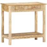 Vidaxl ? table console en bois de manguier massif 80x35x74 cm ? 2 tiroirs et �tag�re ? finition naturelle ...