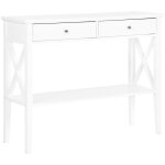 Beliani ? table console blanche en mdf avec 2 tiroirs ? dimensions 100x35x80cm ? style moderne pour int�rieur ...