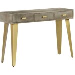 Table console bois de manguier gris avec laiton 110x35x76 cm vidaxl