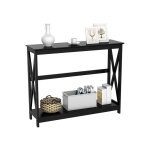 Yaheetech - table console table d'entre style no - rtro en bois table etroit avec 3 etagres de rangement ...