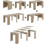 Ventemeublesonline - table console extensible multifonctionnelle, couleur chêne canadien, dimensions ... Ventemeublesonline - table console extensible multifonctionnelle, couleur chêne canadien, dimensions ...