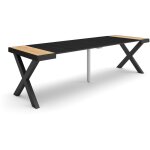 Table console extensible, console meuble, 260, pour 12 personnes, pieds bois massif, style moderne, ch�ne ...