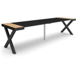 Table console extensible, console meuble, 300, pour 14 personnes, pieds bois massif, style moderne, ch�ne ...