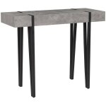 Table console avec plateau effet béton et pieds noirs en métal de style industriel pour hall d'entrée ... Table console avec plateau effet béton et pieds noirs en métal de style industriel pour hall d'entrée ...