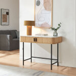 Table console tvedestrand 100 x 50 x 76 cm effet marbre blanc / naturel [en. casa]
