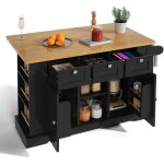 Table de cuisine mobile 132 cm, plan de travail rabattable, prise int�gr�e, cuisine salle � manger