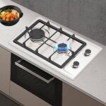 Table de cuisson  gaz, construction en acier inoxydable avec protection automatique contre les coupures ...