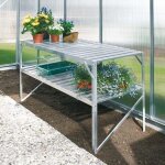 Table de culture aluminium avec 2 plateaux, couleur vert