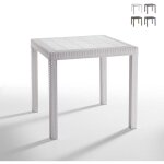 Table dallas en polypropyle'ne effet rotin cm 80x80x74 mobilier d'exte'rieur blanc