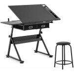 Helloshop26 - table  dessin bureau inclinable et rglable en hauteur 115 x 60 cm tabouret compris