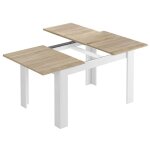 Abitare - table de salle à manger extensible, chêne canadien et blanc artik, dimensions 140 x 78 x 90 ... Abitare - table de salle à manger extensible, chêne canadien et blanc artik, dimensions 140 x 78 x 90 ...
