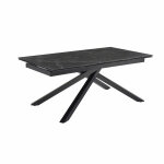 Meubletmoi - table extensible 160 / 240 cm cramique noir marbr pied torsad - indiana 05