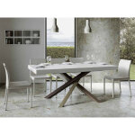 Table extensible 6 � 12 personnes blanche et pieds entrelac�s 4 couleurs l 160 � 264 cm artemis