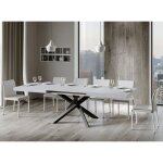 Table extensible 6 � 12 personnes blanche et pieds entrelac�s anthracite l 160 � 264 cm artemis