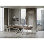 Table extensible 6 � 12 personnes bois fonc� et pieds entrelac�s 4 couleurs l 160 � 264 cm artemis