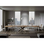 Table extensible 6 � 20 personnes bois fonc� et pieds entrelac�s 4 couleurs l 160 � 420 cm artemis